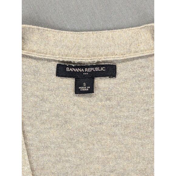 Banana Republic Cardigan Small Women's Short Sleeve Sweater Cotton Blend Beige - Picture 3 of 9